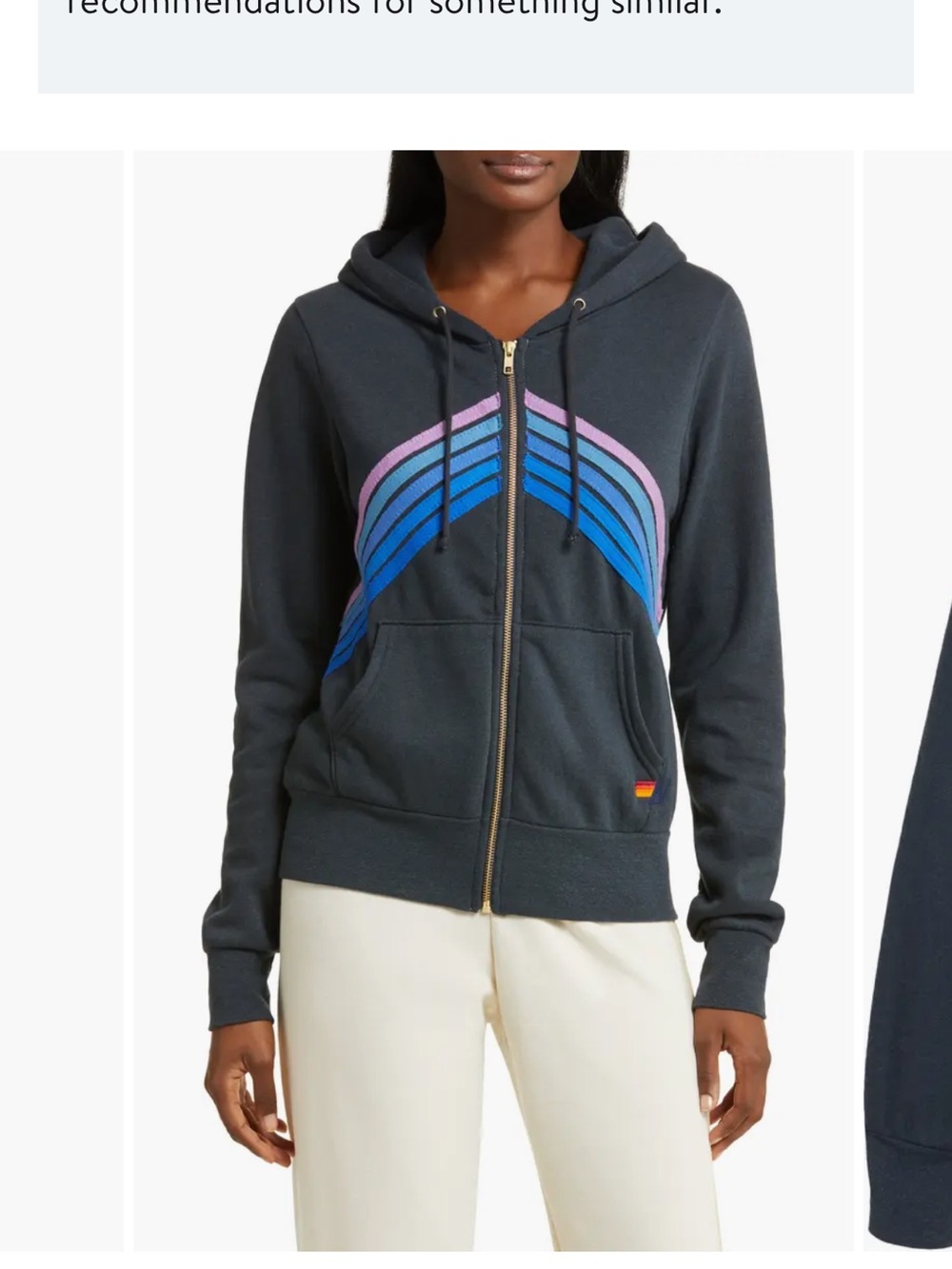 Aviator Nation Mountain Stitch Chevron Stripe Zip-Up Graphic Hoodie Sz. S - Picture 9 of 9